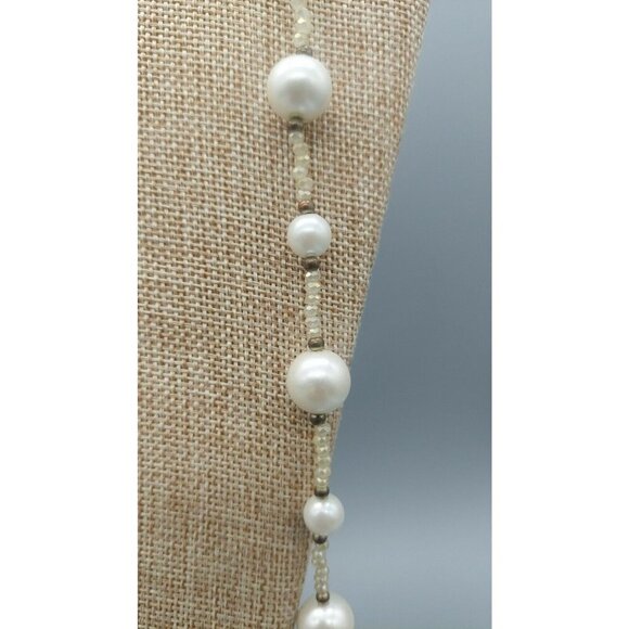 Rush By Denis & Charles Long Gray Beaded Necklace Faux Pearls 42"-44" - Picture 3 of 7